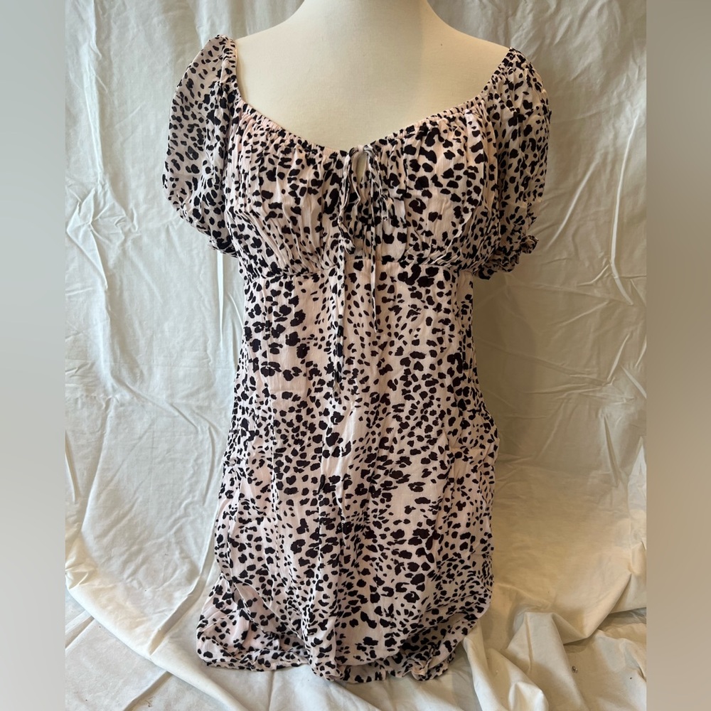 Lush Off the shoulder mini leopard dress